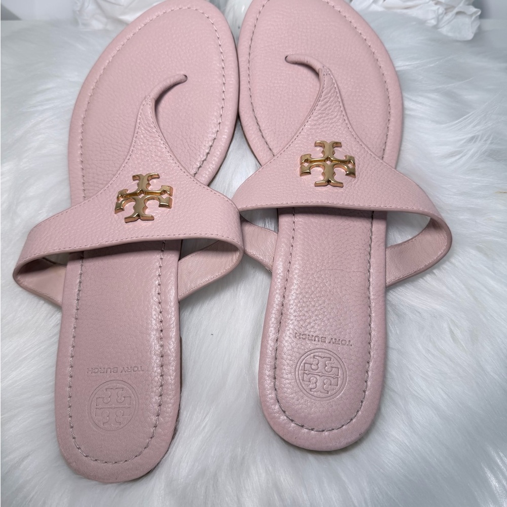 Tory Burch Blush Pink Logo Thong Sandals - Picture 11 of 11